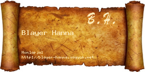 Blayer Hanna névjegykártya